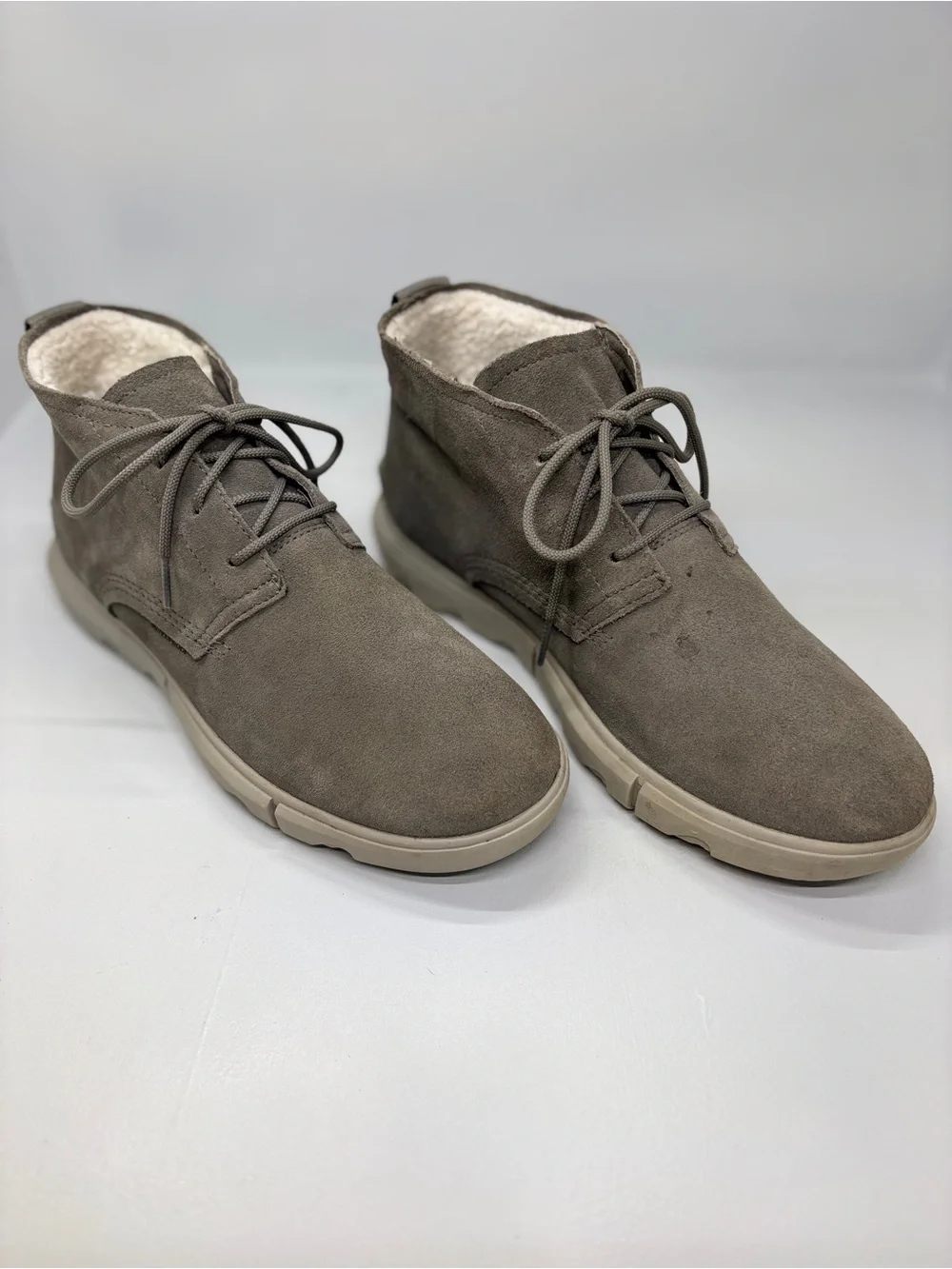 Sorel Buxton Waterproof Winter Boots NM4089-052 Men’s 9.5 Gray Suede Faux Fur